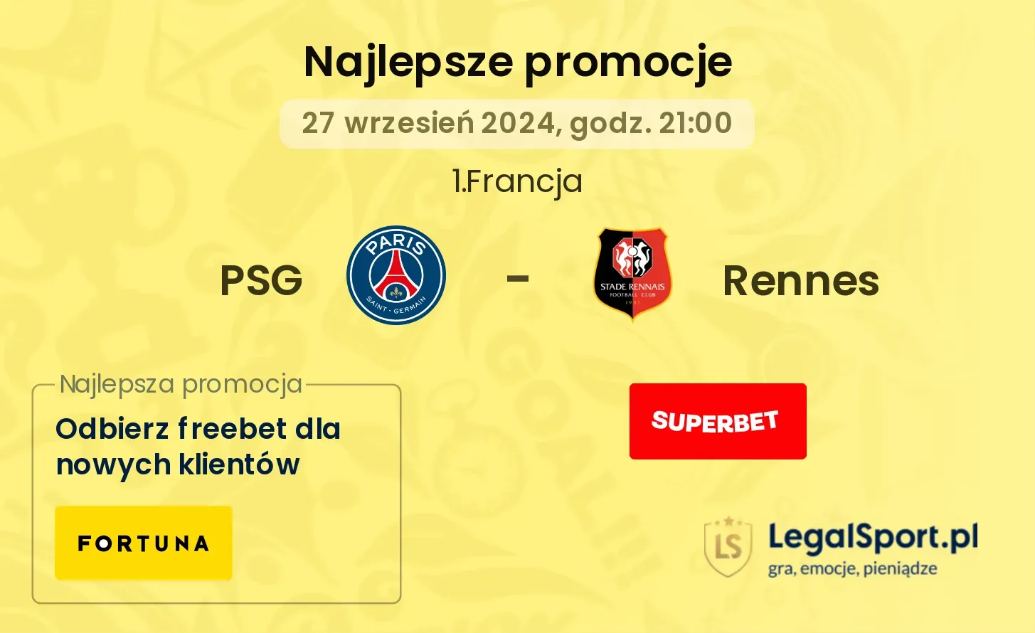 PSG - Rennes promocje bukmacherskie 27.09, 21:00