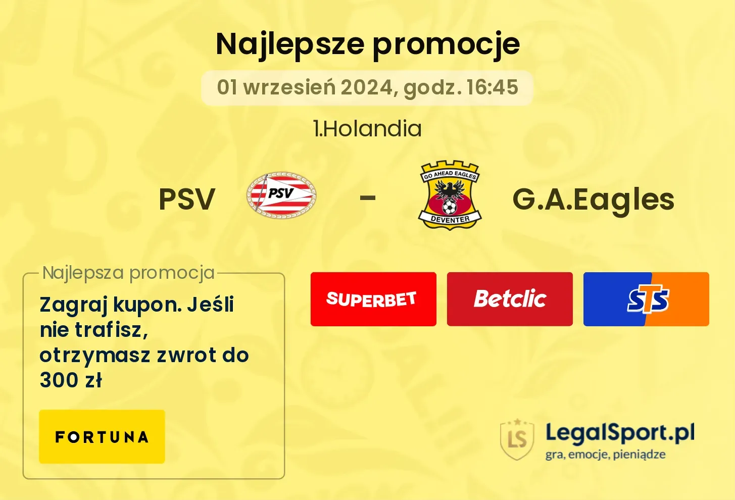 PSV - G.A.Eagles promocje bonusy na mecz