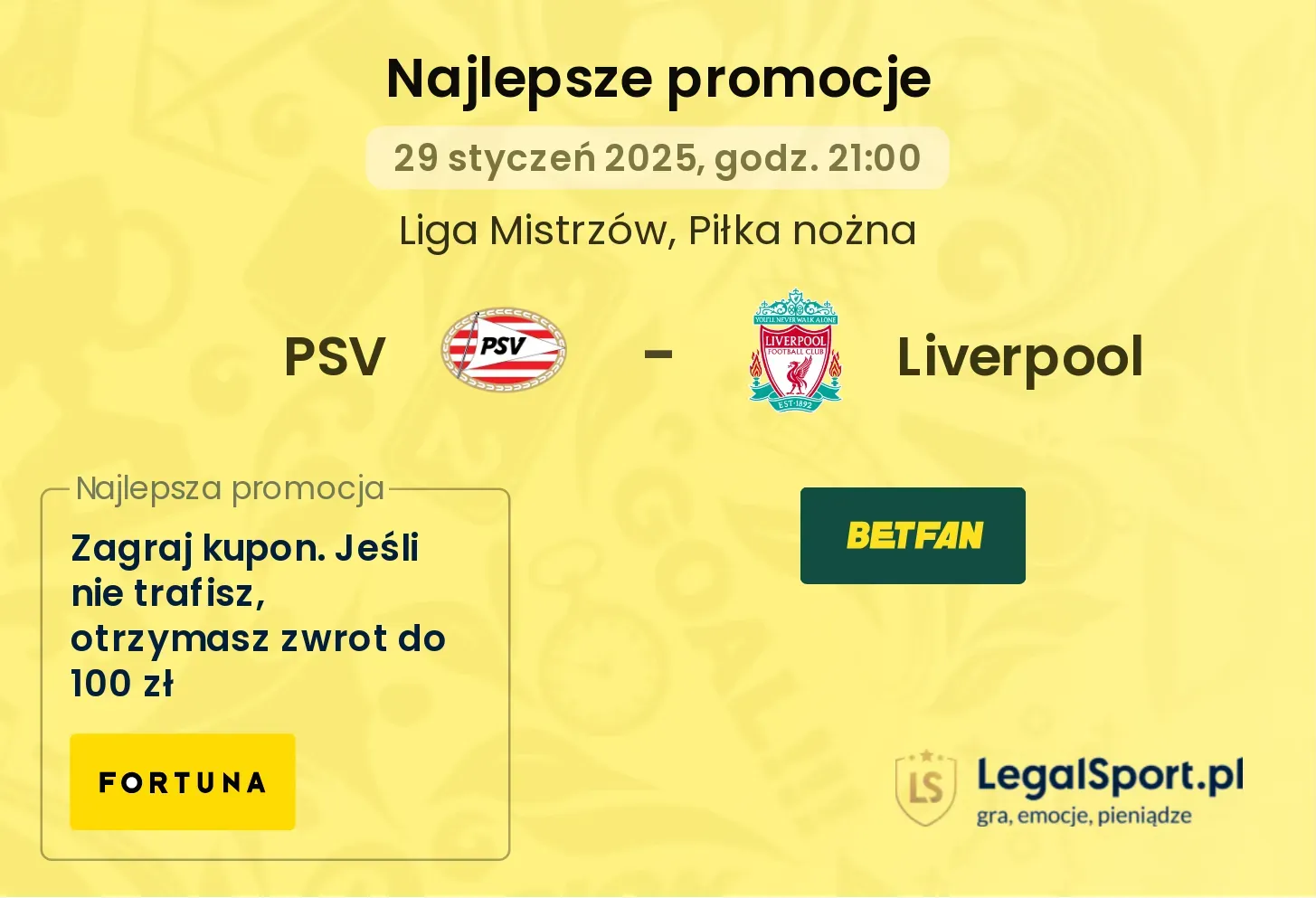 PSV - Liverpool promocje bonusy na mecz