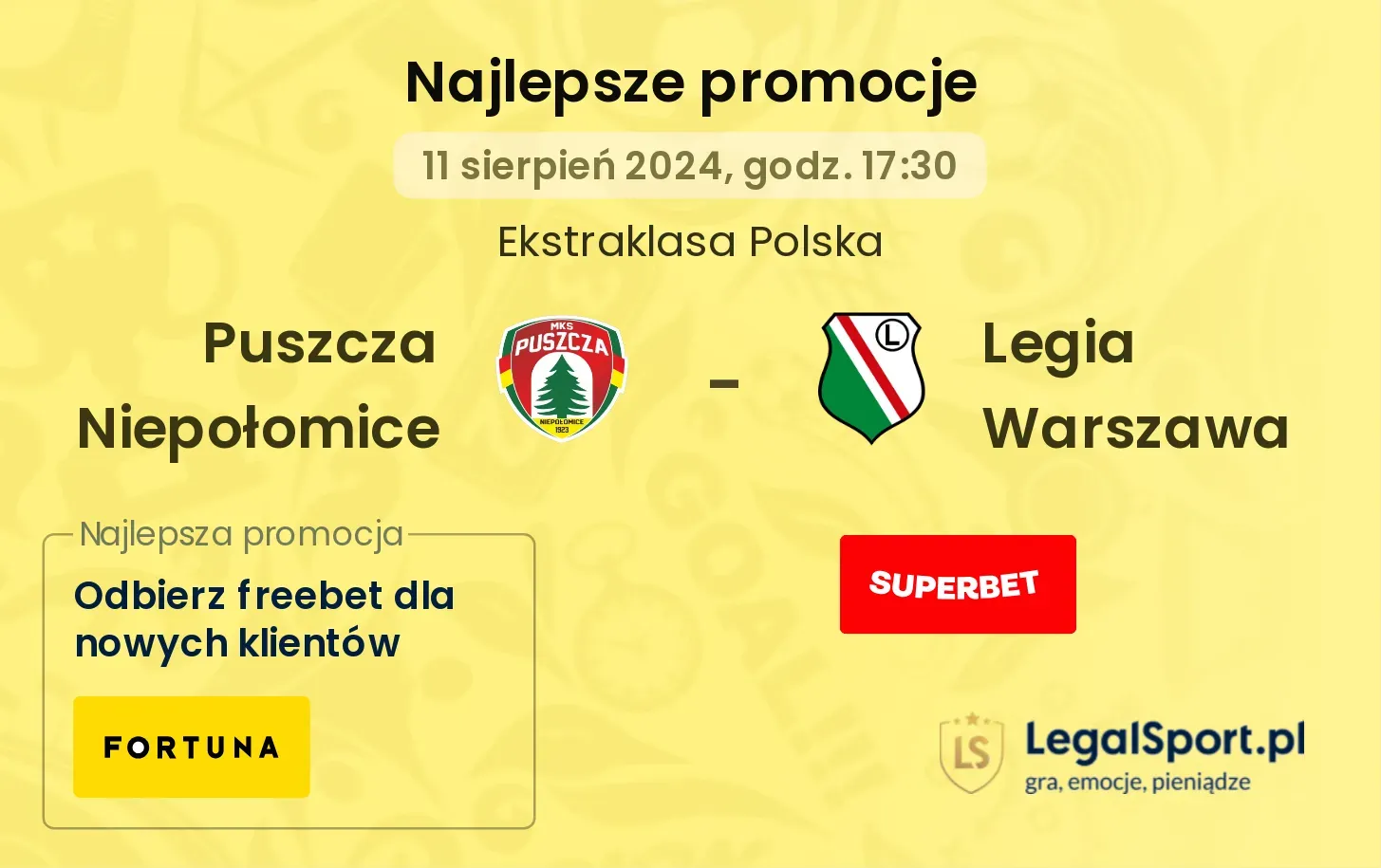 Puszcza Niepołomice - Legia Warszawa promocje bonusy na mecz