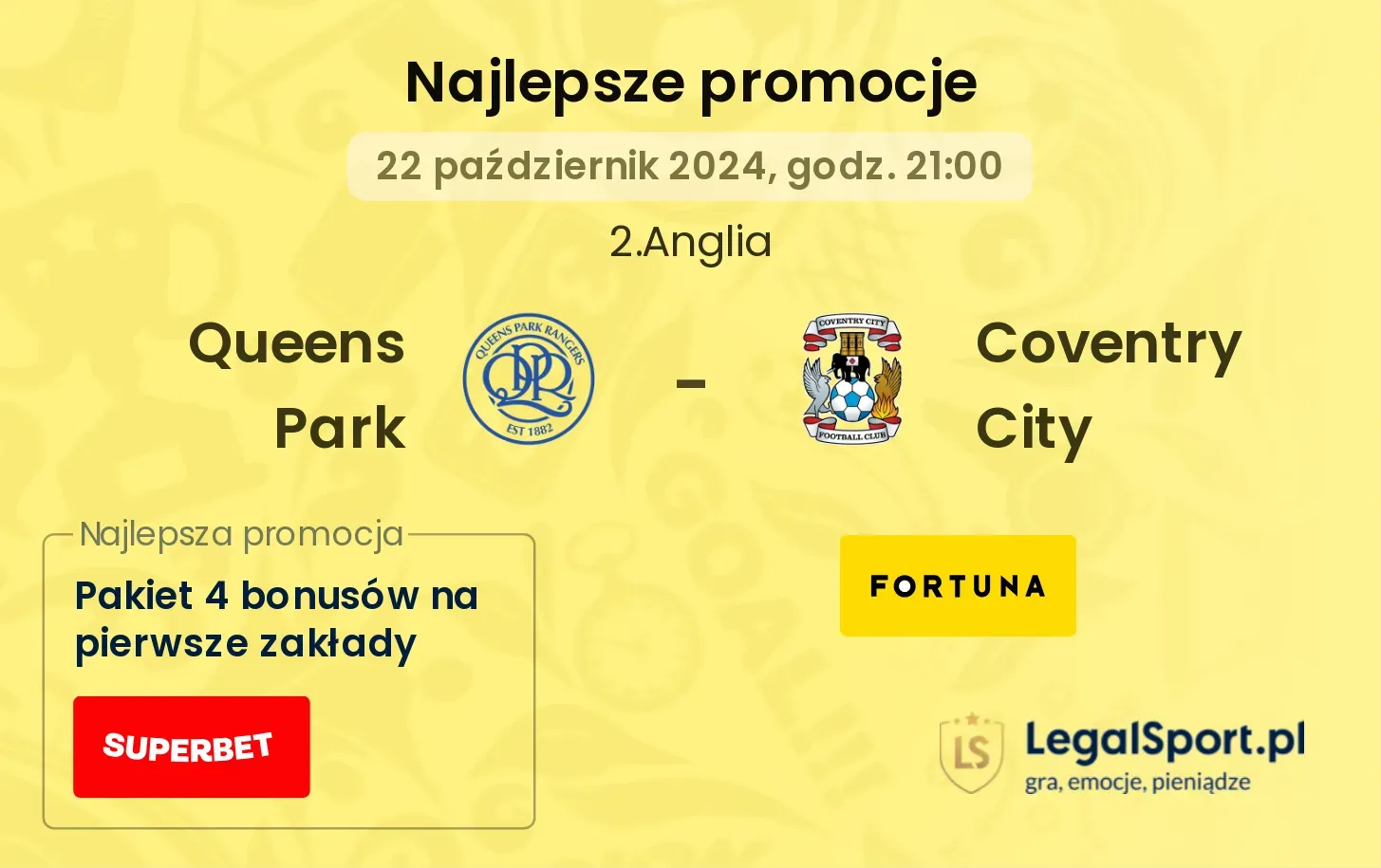 Queens Park - Coventry City promocje bukmacherskie 22.10, 21:00