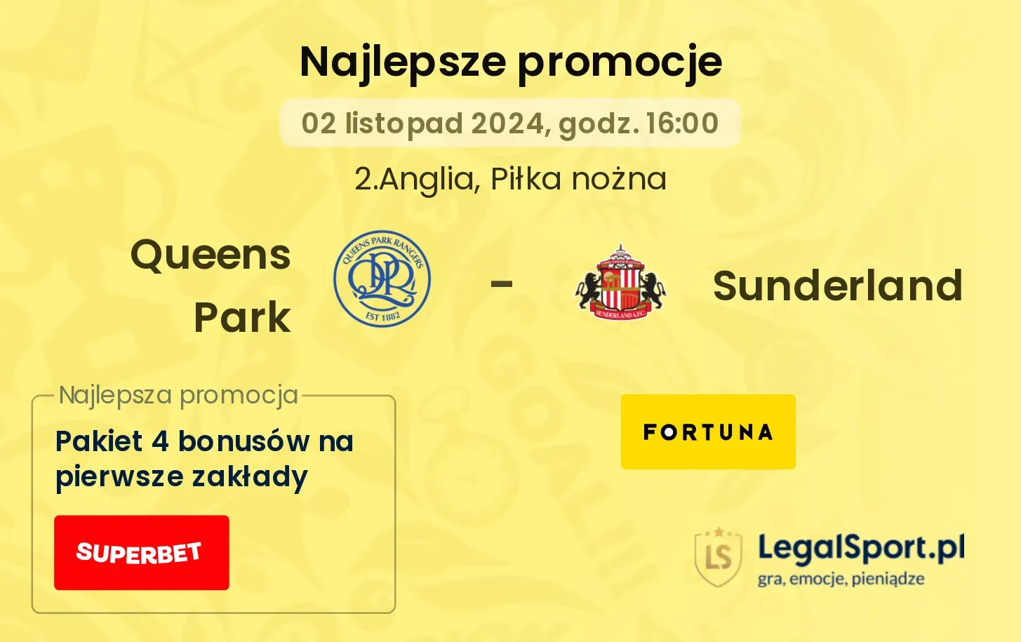 Queens Park - Sunderland promocje bonusy na mecz