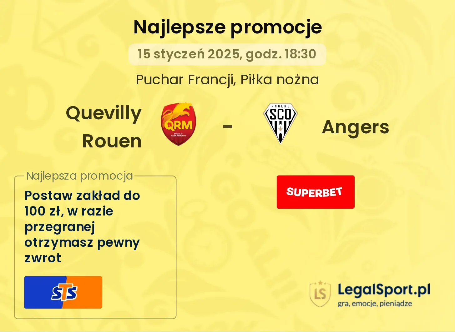 Quevilly Rouen - Angers promocje bonusy na mecz