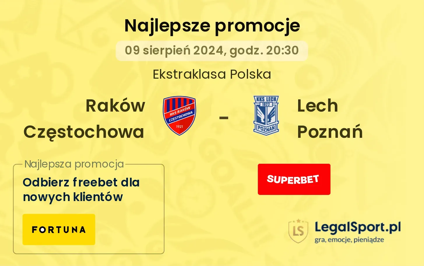 Raków Częstochowa - Lech Poznań promocje bonusy na mecz