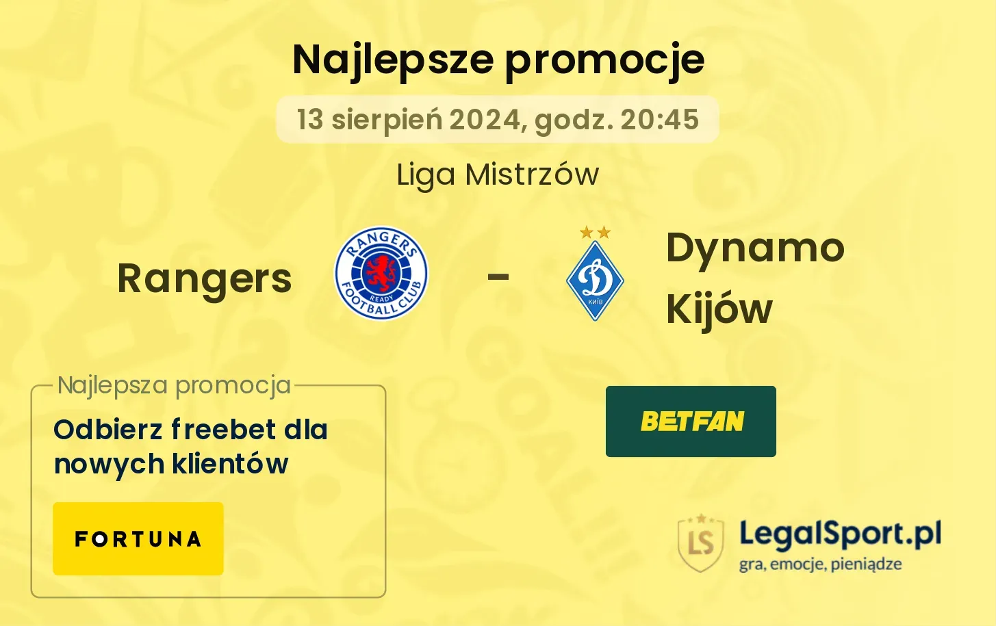 Rangers - Dynamo Kijów promocje bonusy na mecz