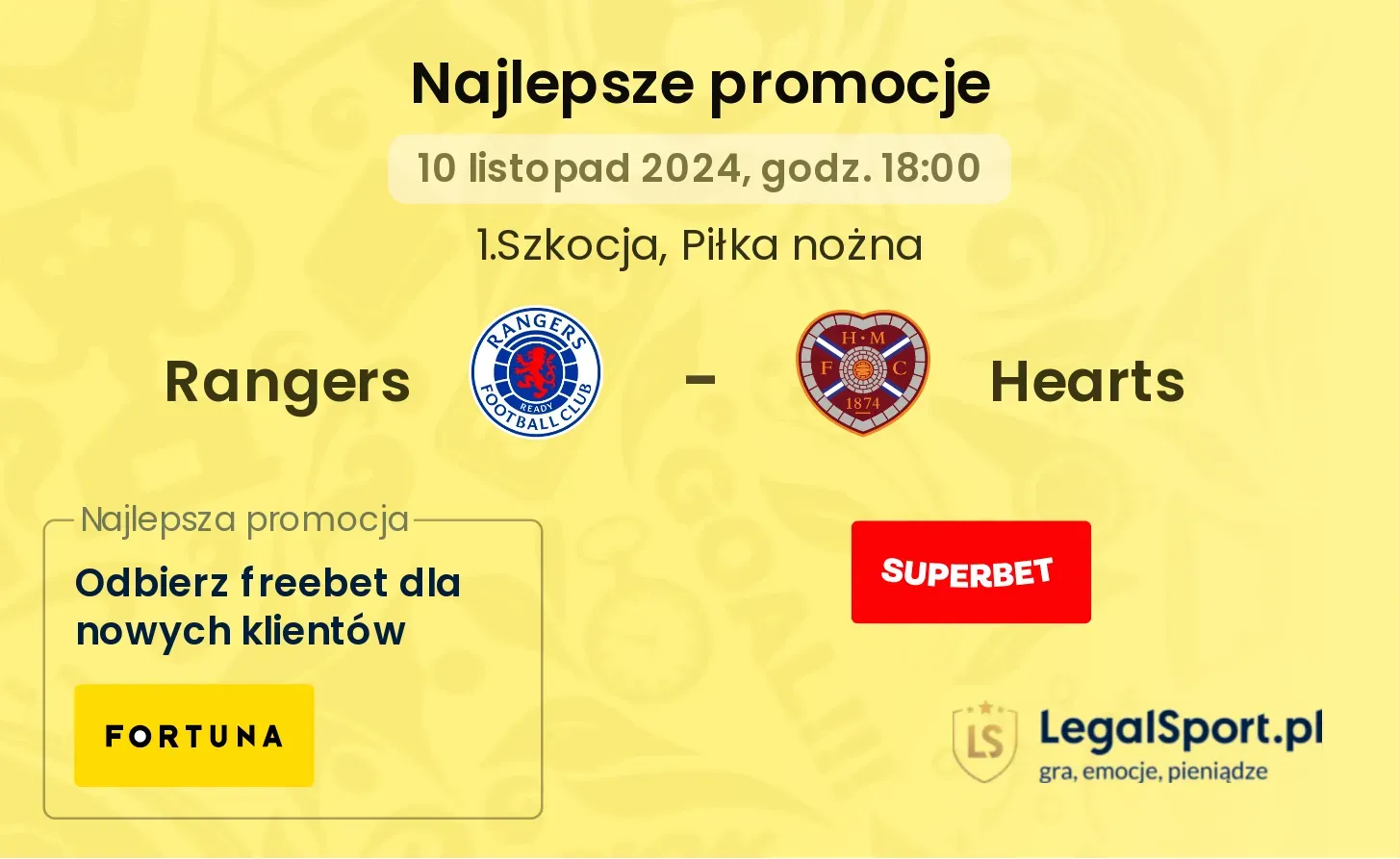 Rangers - Hearts promocje bonusy na mecz