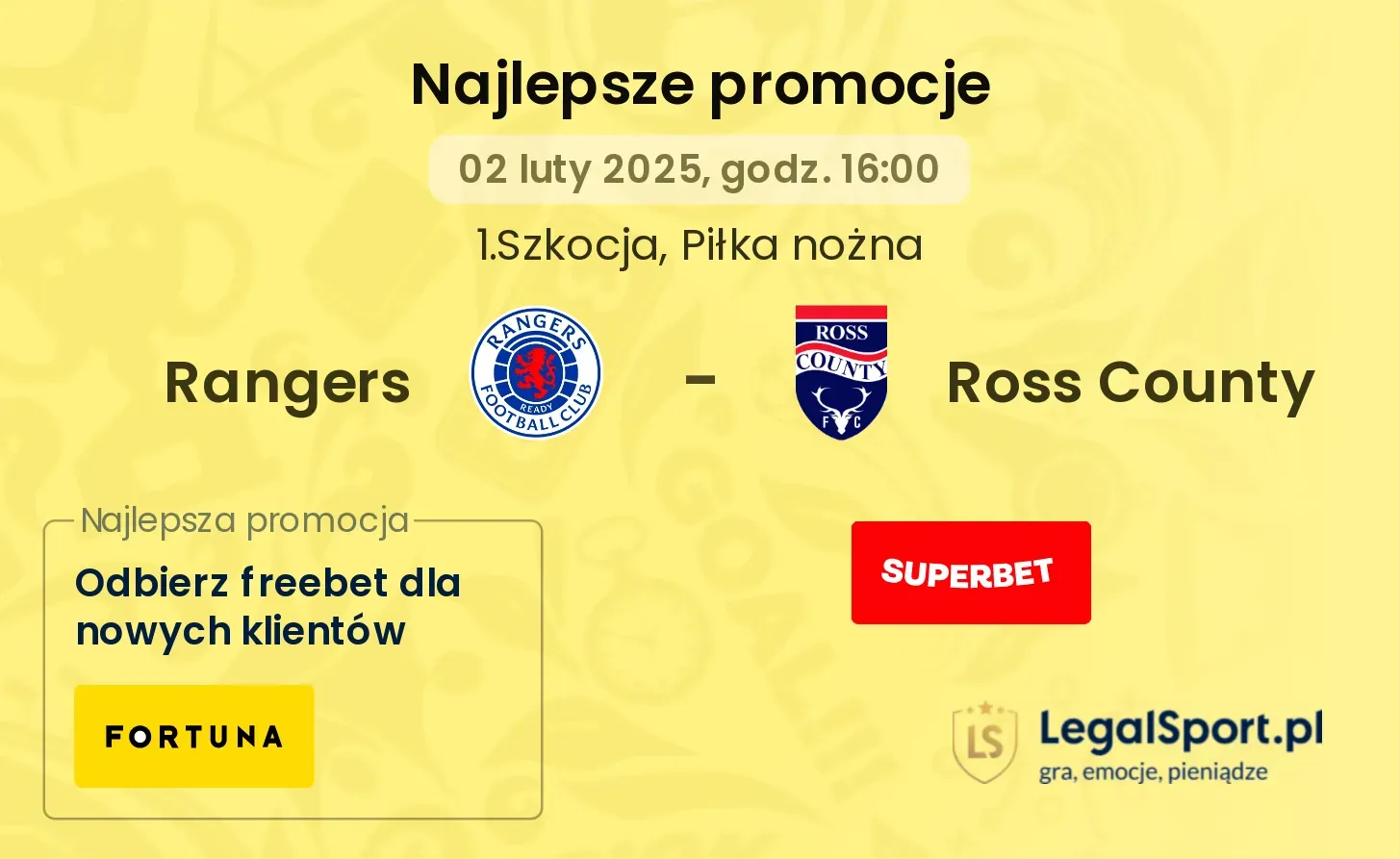 Ross County - Rangers promocje u bukmacherów