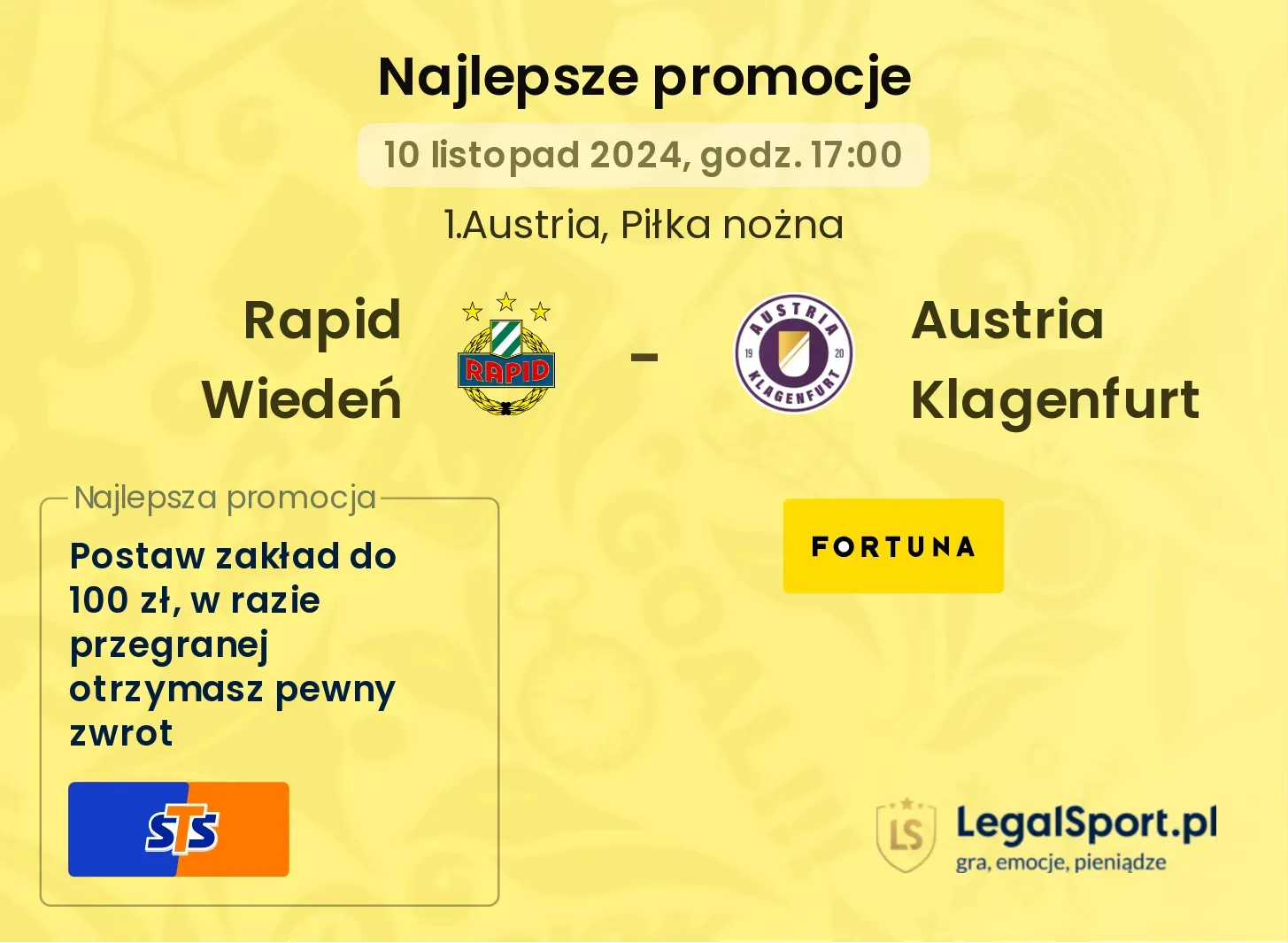 Rapid Wiedeń - Austria Klagenfurt promocje bonusy na mecz