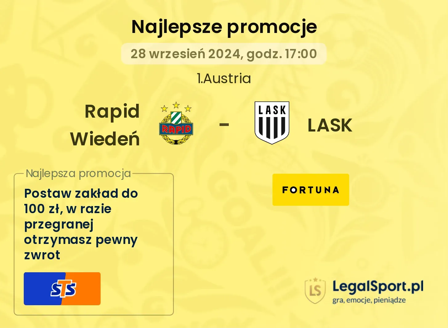 Rapid Wiedeń - LASK promocje bonusy na mecz