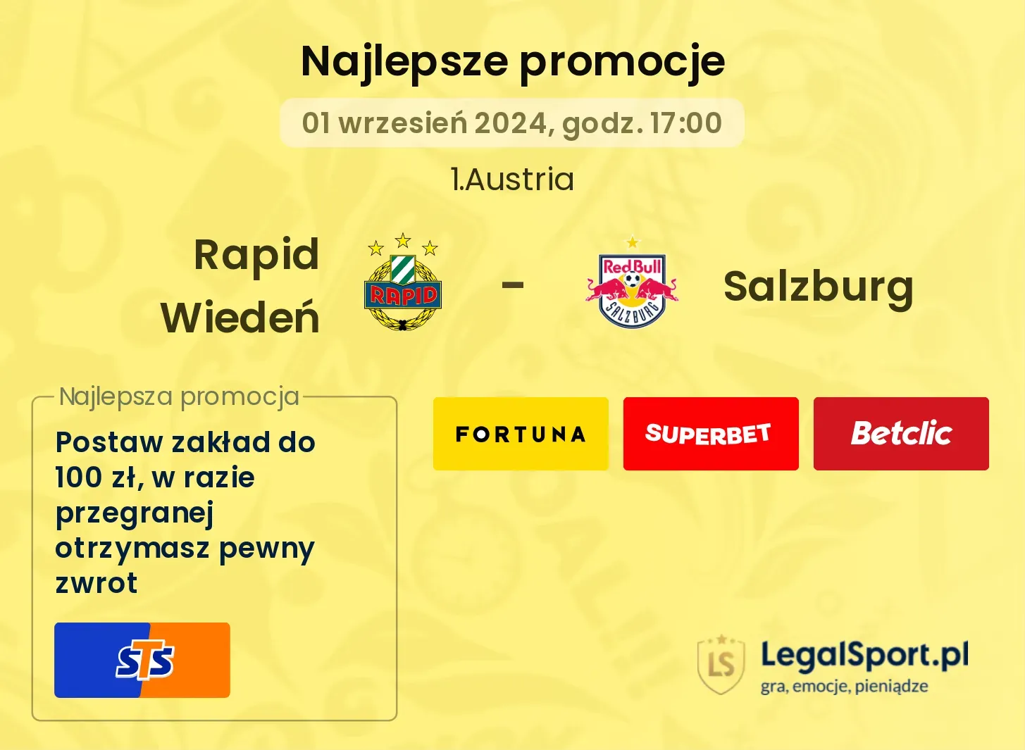 Rapid Wiedeń - Salzburg promocje bonusy na mecz