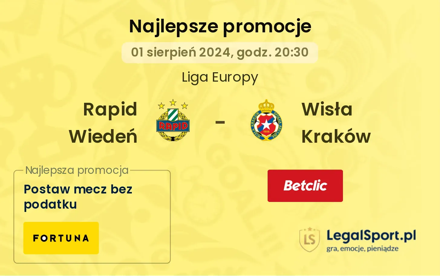 Rapid Wiedeń - Wisła Kraków promocje bonusy na mecz