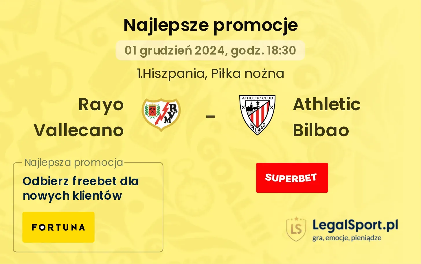 Rayo Vallecano - Athletic Bilbao promocje bonusy na mecz