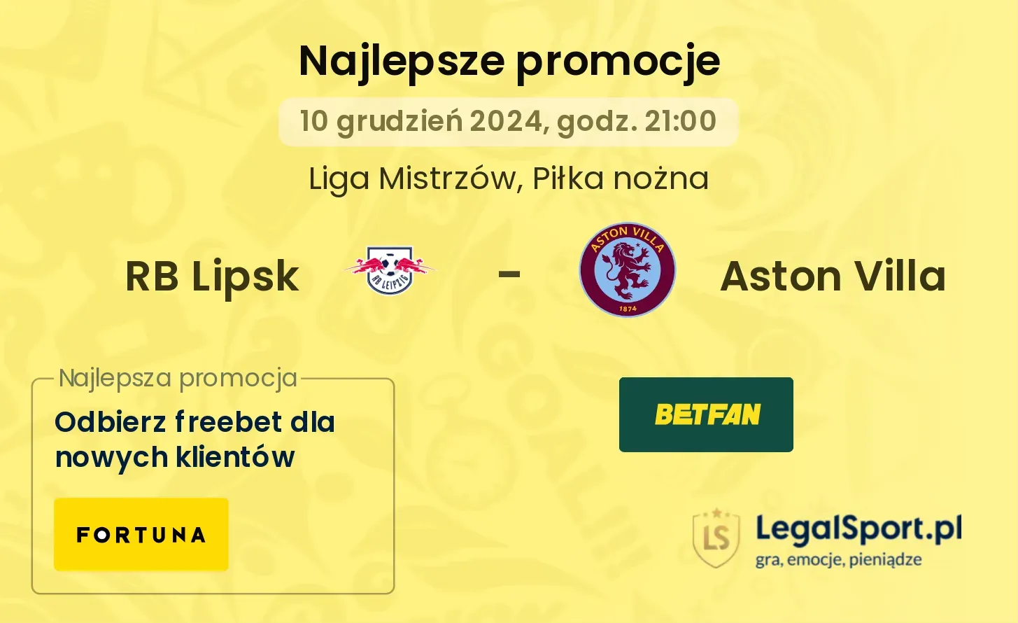 RB Lipsk - Aston Villa promocje bonusy na mecz