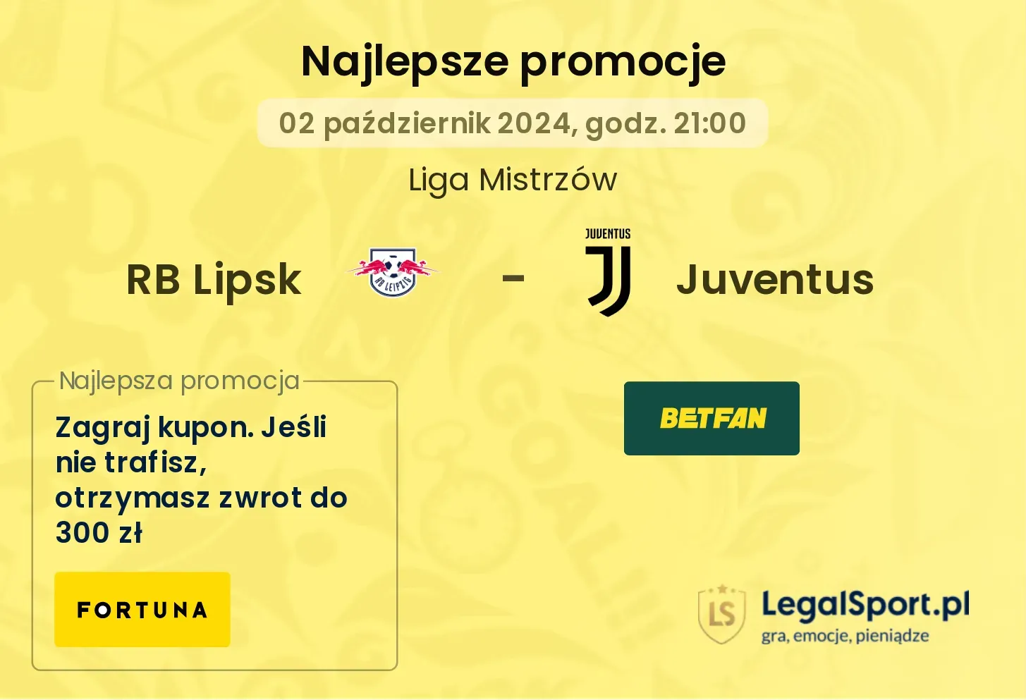 RB Lipsk - Juventus promocje bukmacherskie 02.10, 21:00