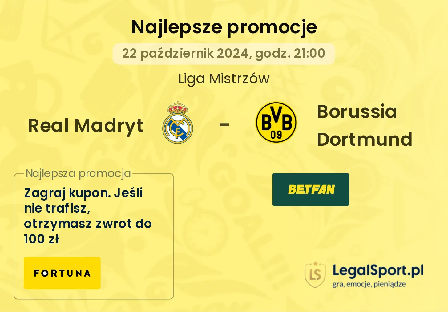 Real Madryt - Borussia Dortmund promocje bonusy na mecz