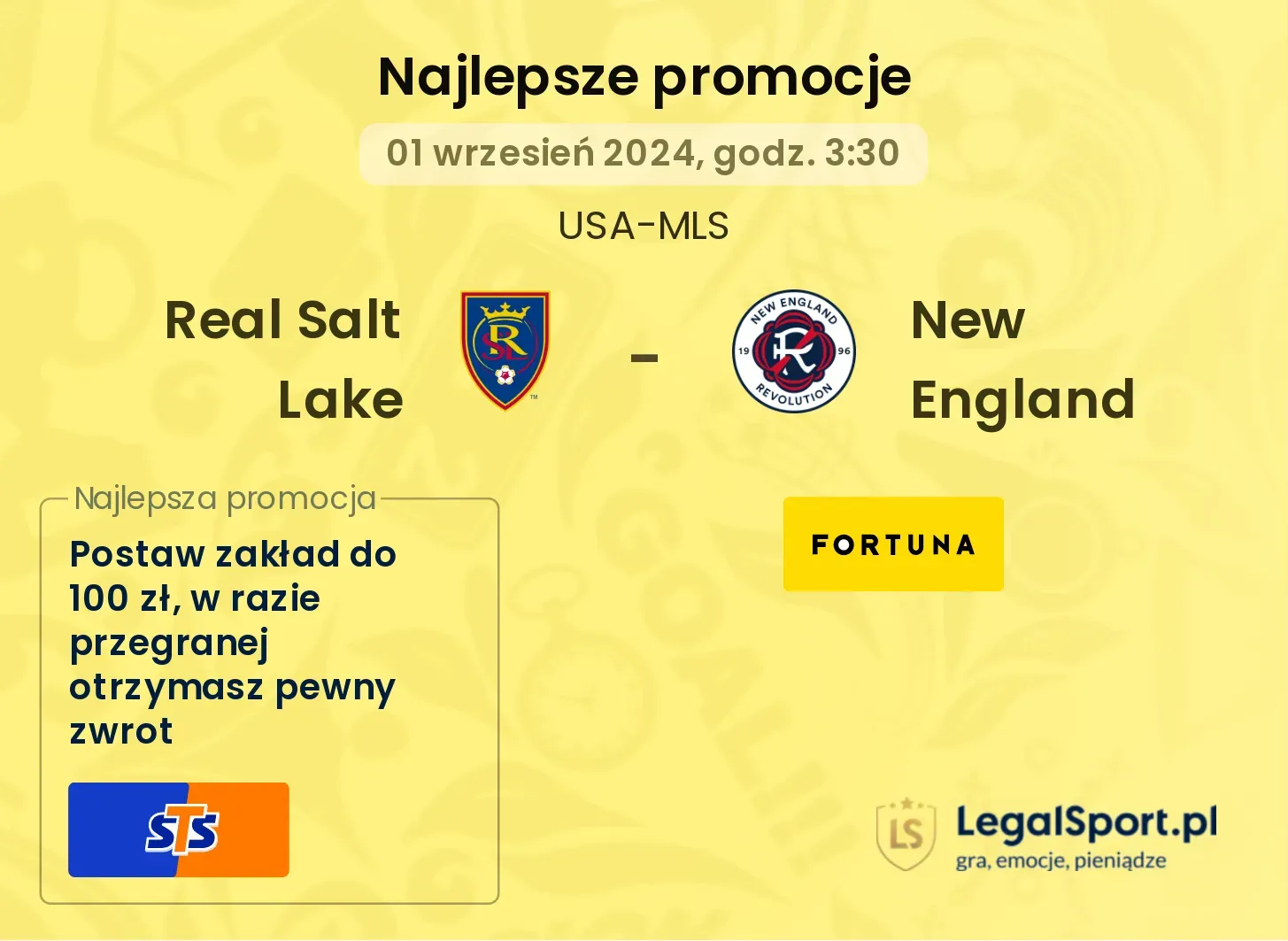 Real Salt Lake - New England promocje u bukmacherów 01.09, 03:30