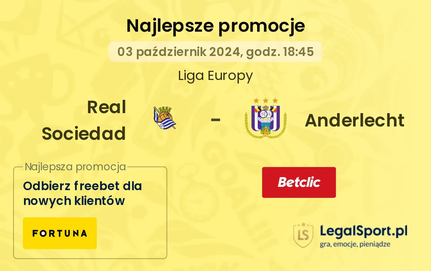 Real Sociedad - Anderlecht promocje bonusy na mecz