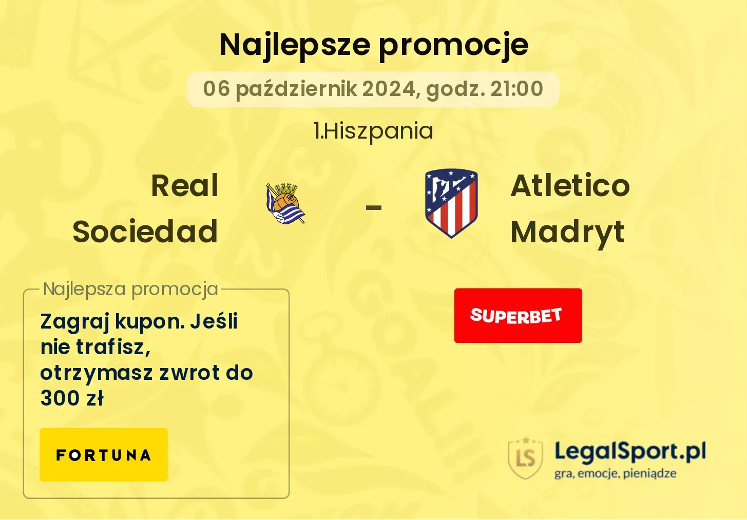 Real Sociedad - Atletico Madryt promocje bonusy na mecz