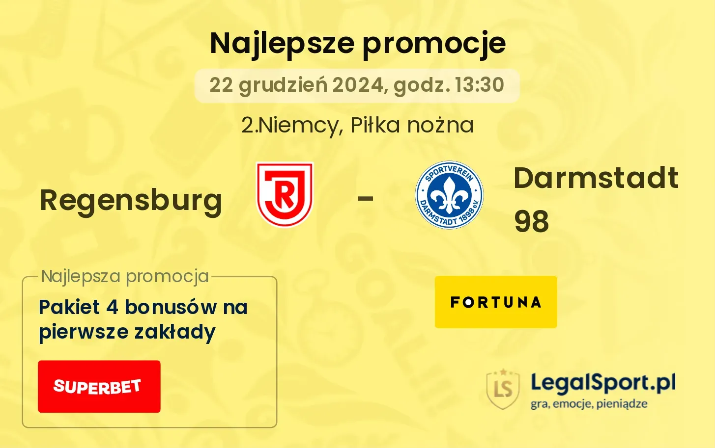 Regensburg - Darmstadt 98 promocje bonusy na mecz