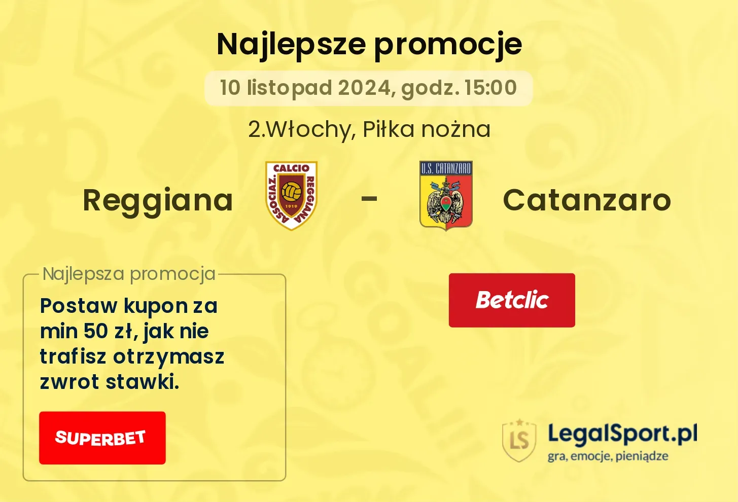 Reggiana - Catanzaro promocje bonusy na mecz