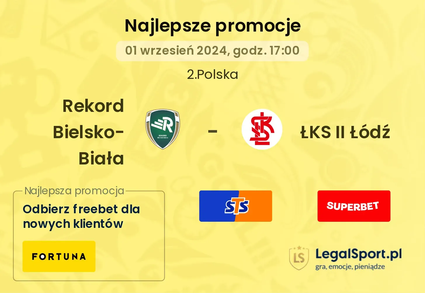 Rekord Bielsko-Biała - ŁKS II Łódź promocje bonusy na mecz