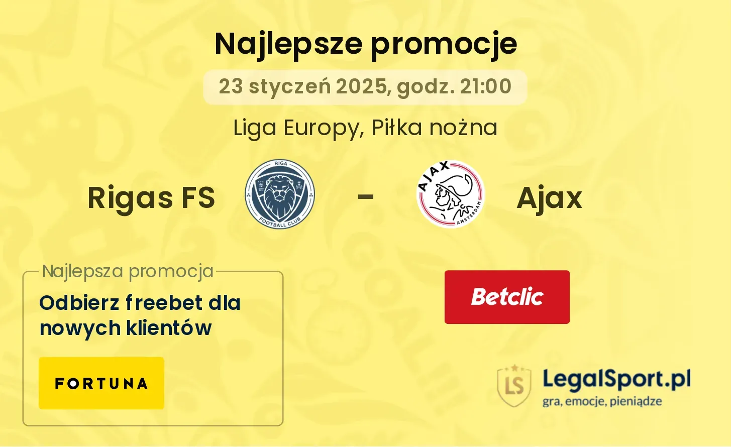 Rigas FS - Ajax promocje bonusy na mecz