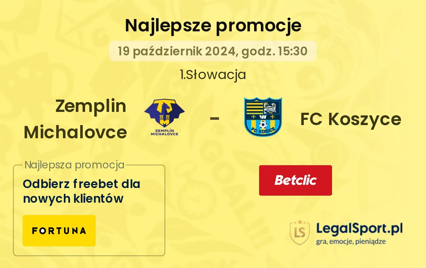 Zemplin Michalovce - FC Koszyce promocje bonusy na mecz