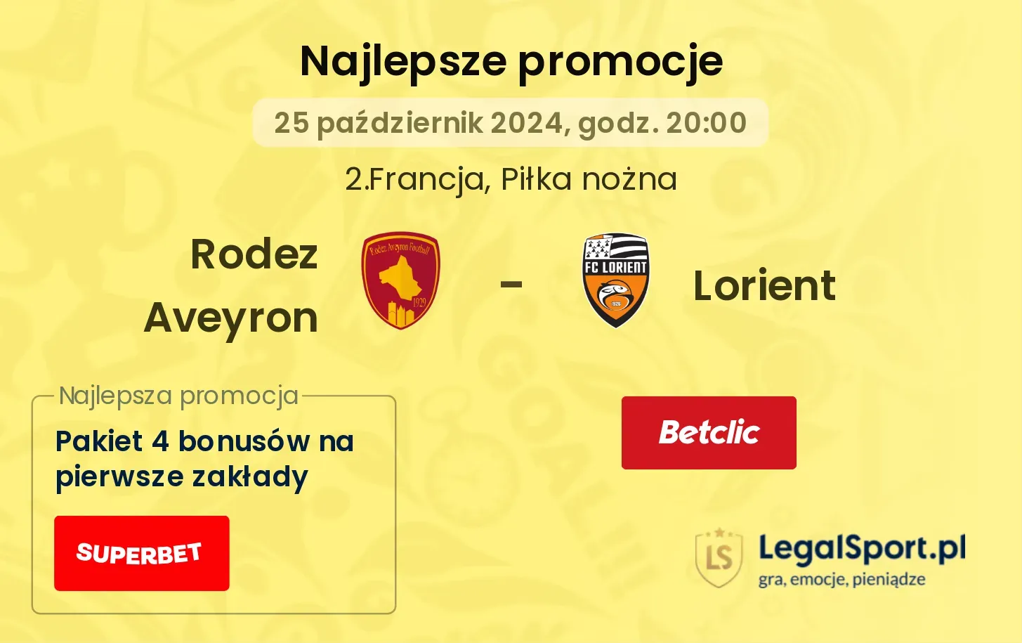 Rodez Aveyron - Lorient promocje bonusy na mecz