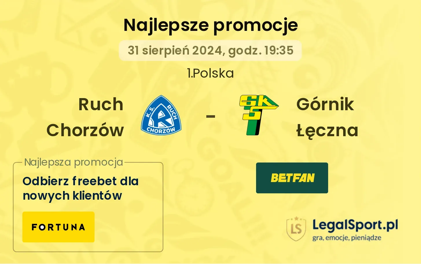 Ruch Chorzów - Górnik Łęczna promocje bonusy na mecz