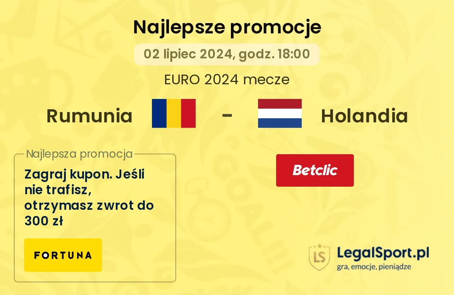 Rumunia - Holandia promocje u bukmacherów (02.07, 18:00)