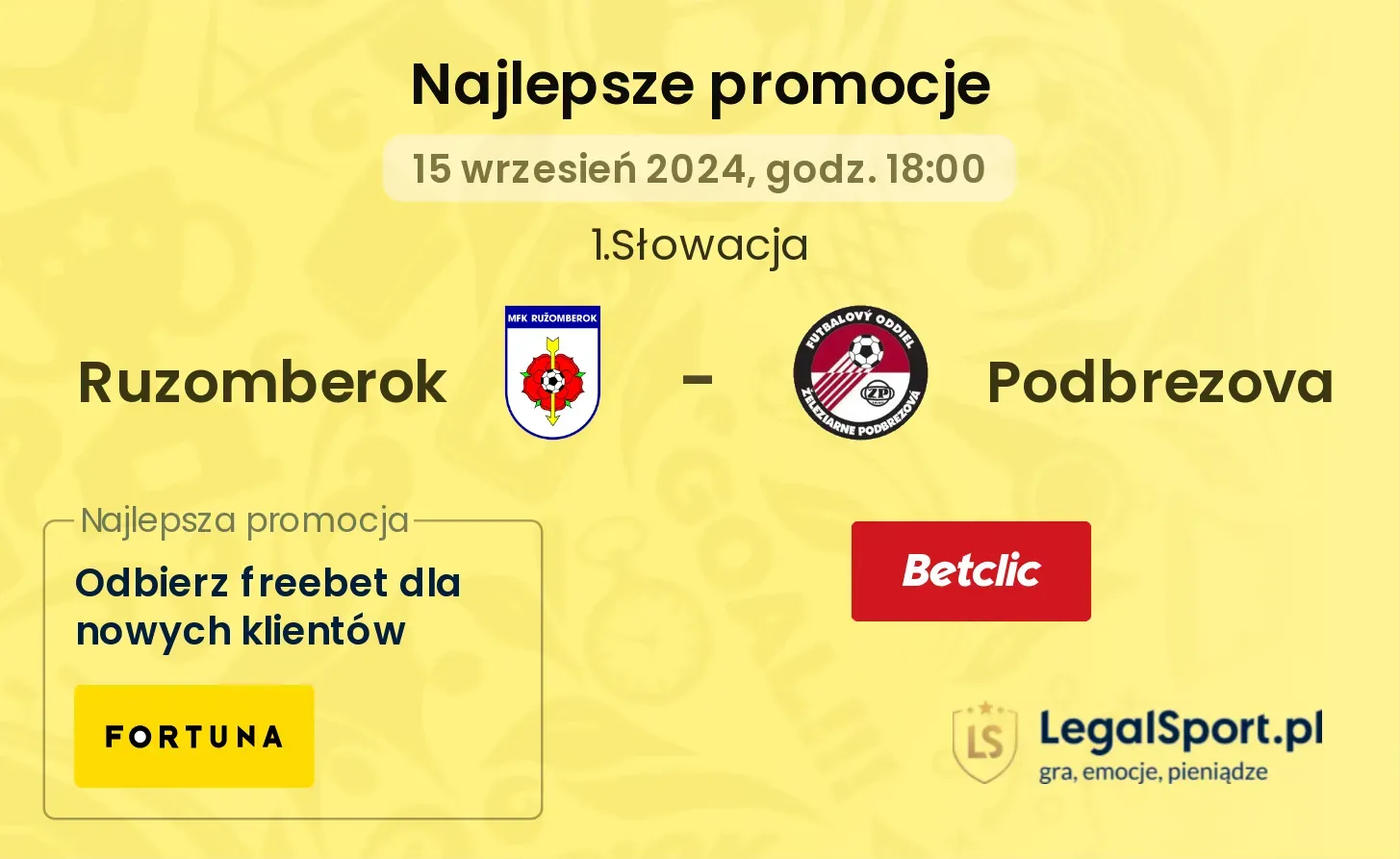 Ruzomberok - Podbrezova promocje u bukmacherów 15.09, 18:00