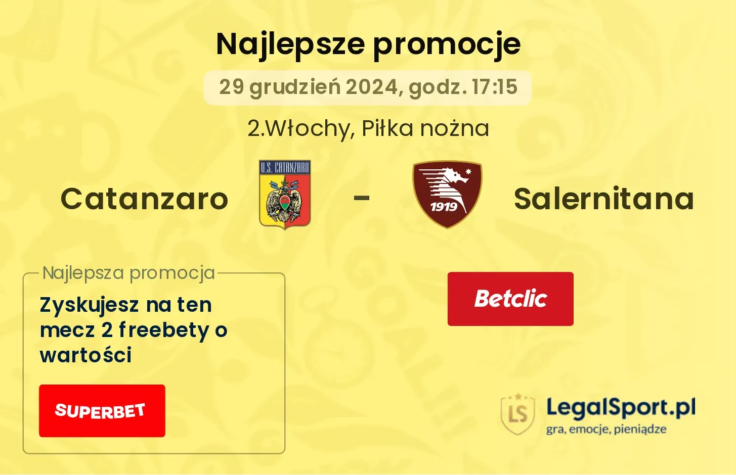 Catanzaro - Salernitana promocje bukmacherskie