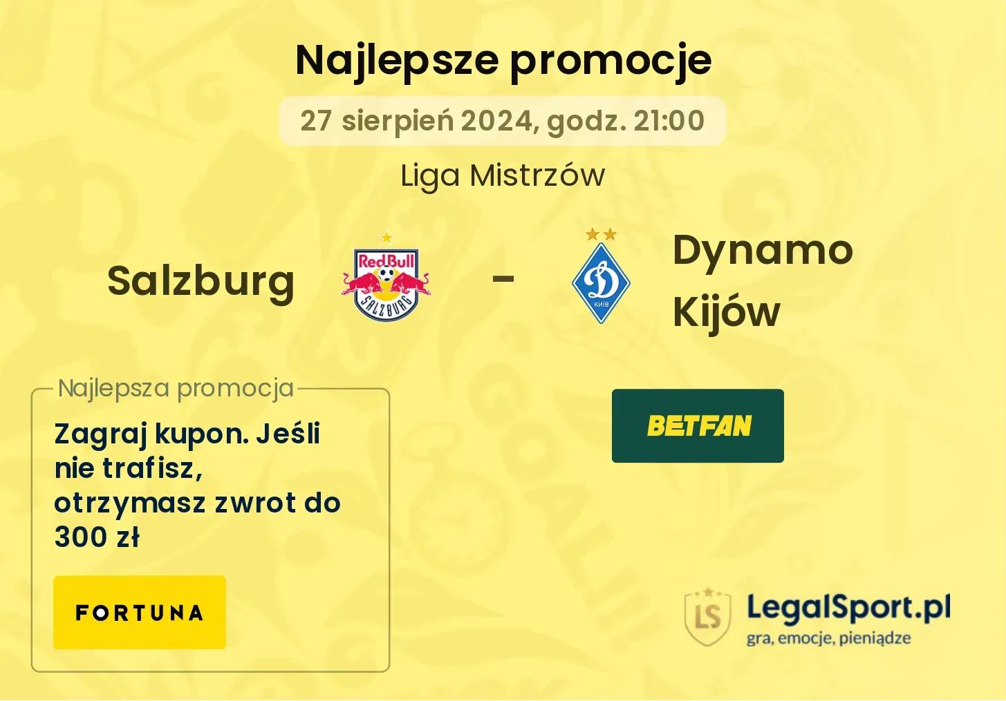 Salzburg - Dynamo Kijów promocje bonusy na mecz