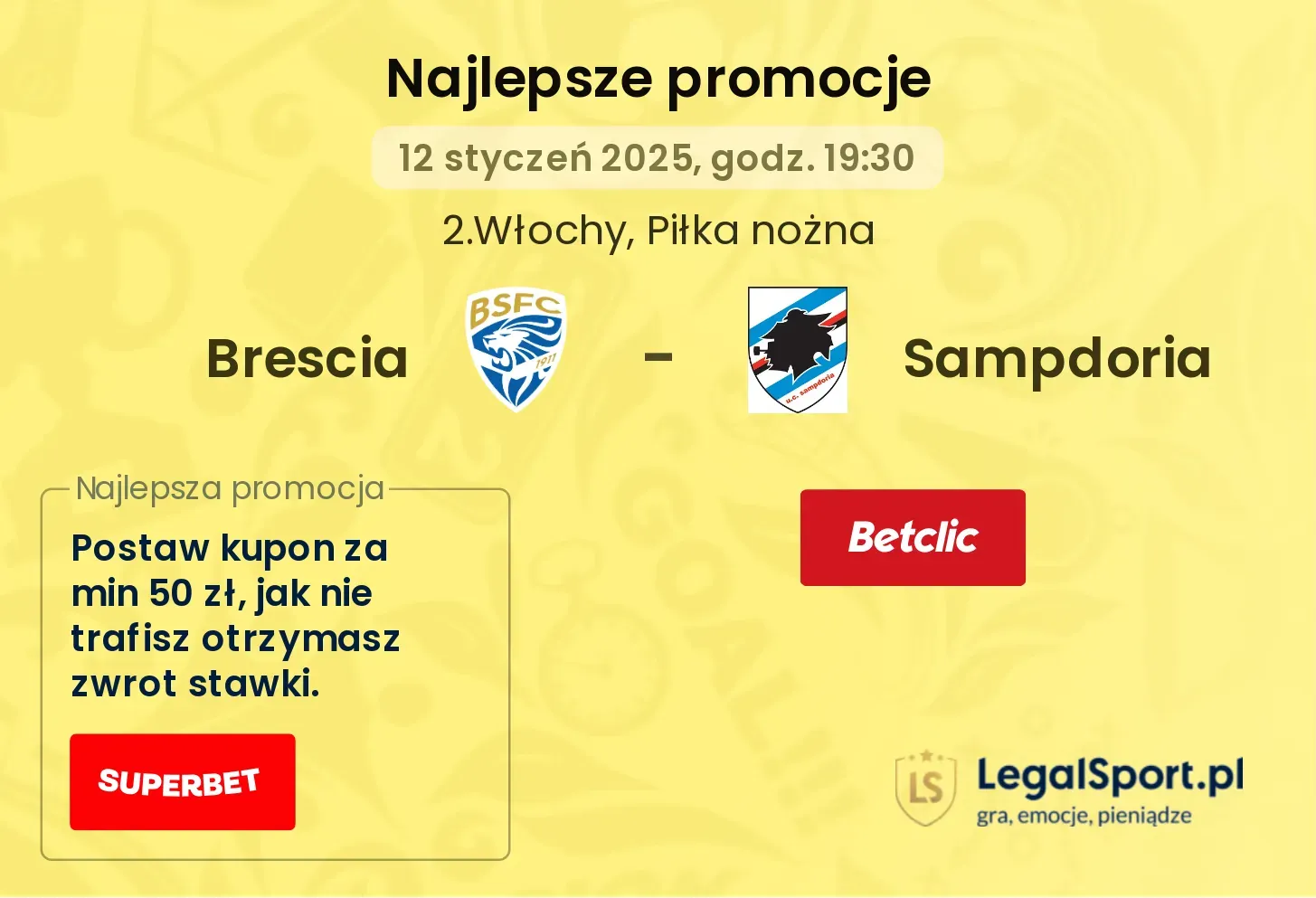 Brescia - Sampdoria promocje bukmacherskie