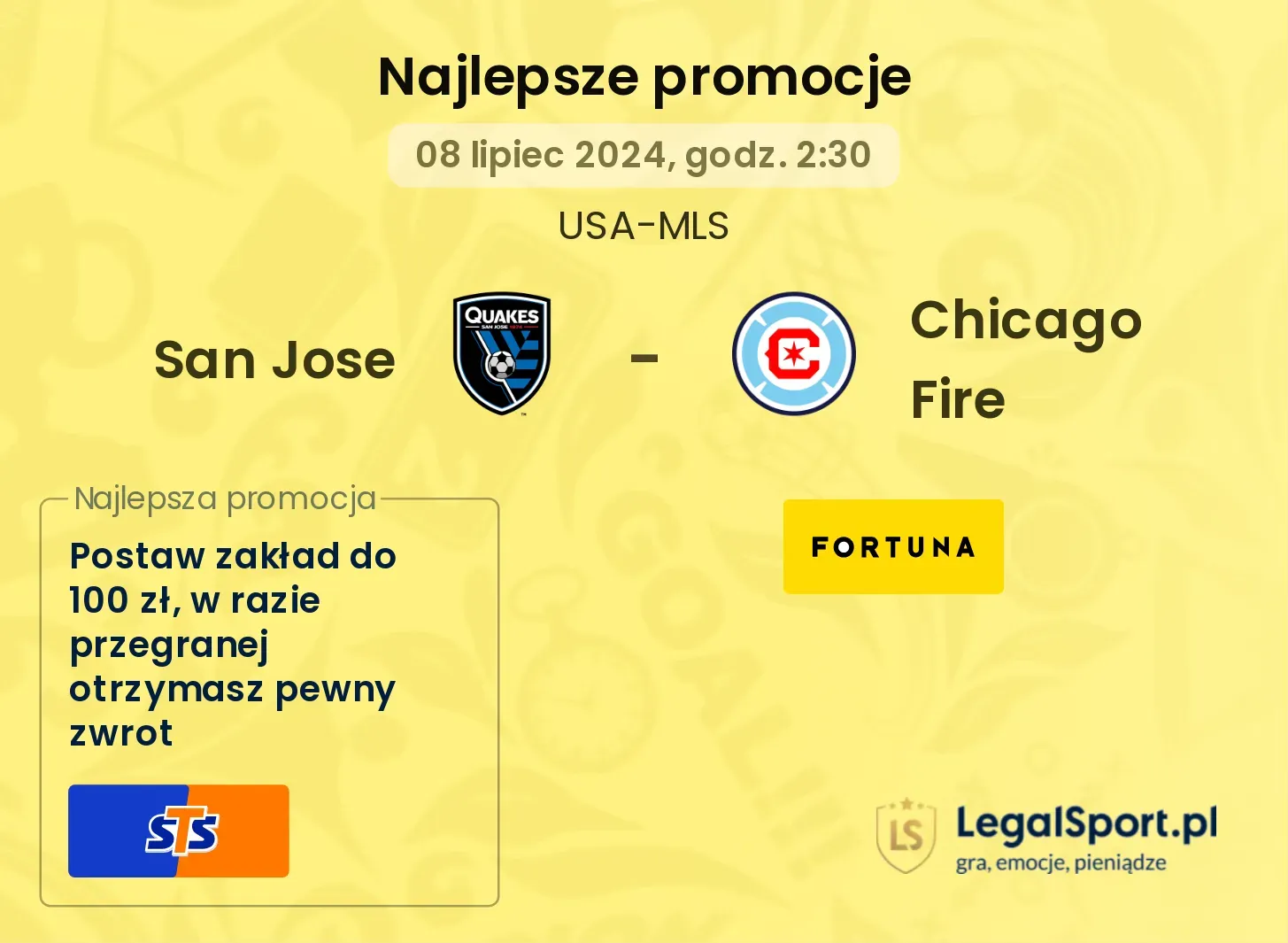 San Jose - Chicago Fire promocje bonusy na mecz