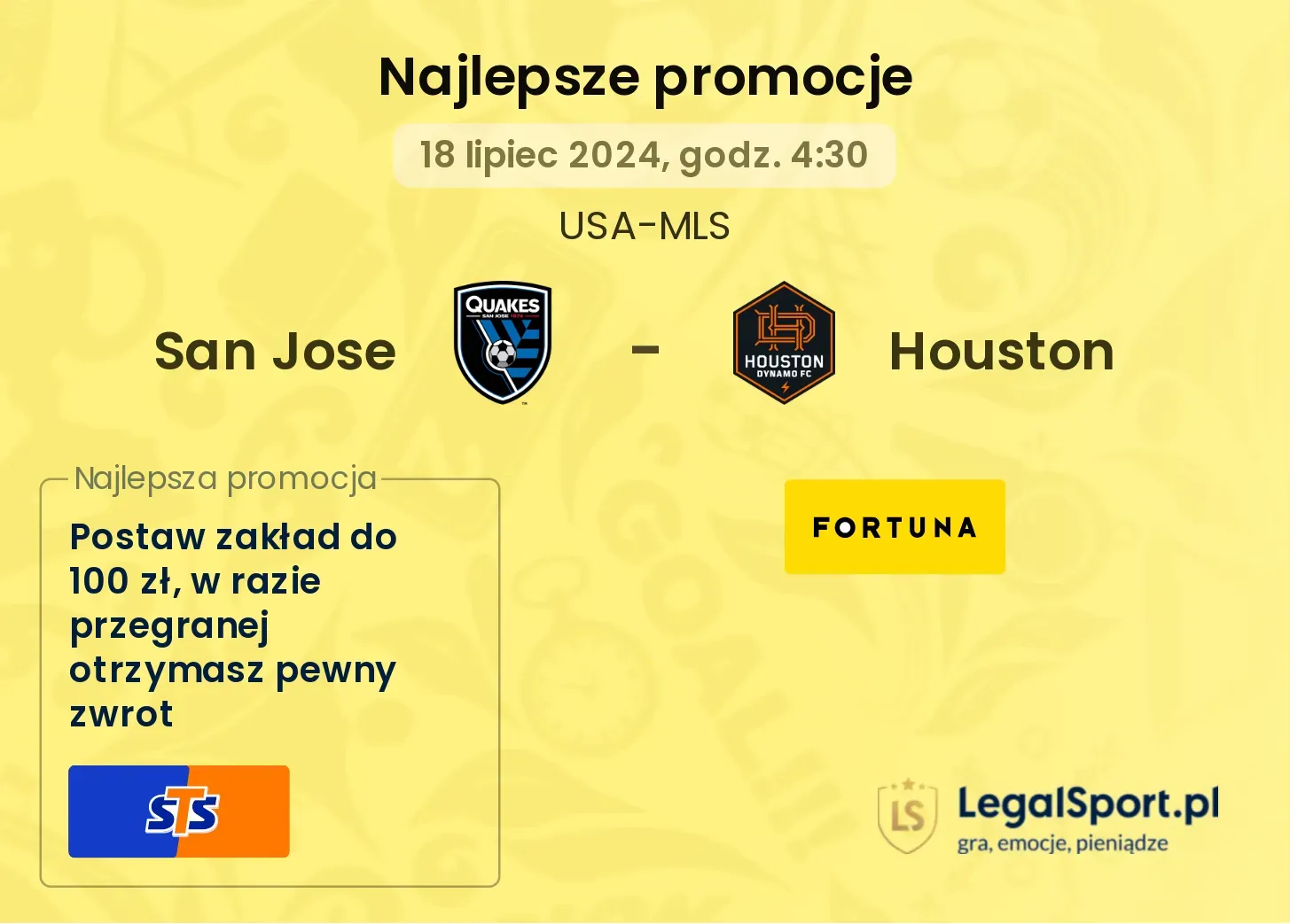 San Jose - Houston promocje bonusy na mecz