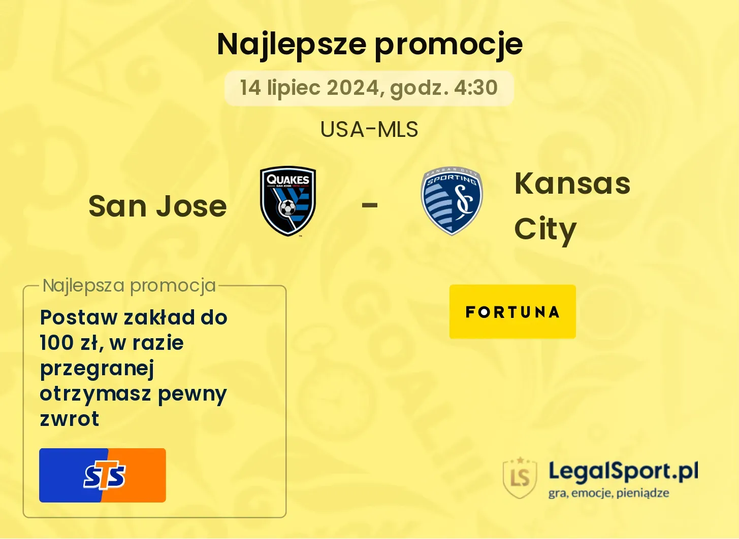 San Jose - Kansas City promocje bukmacherskie (14.07, 04:30)