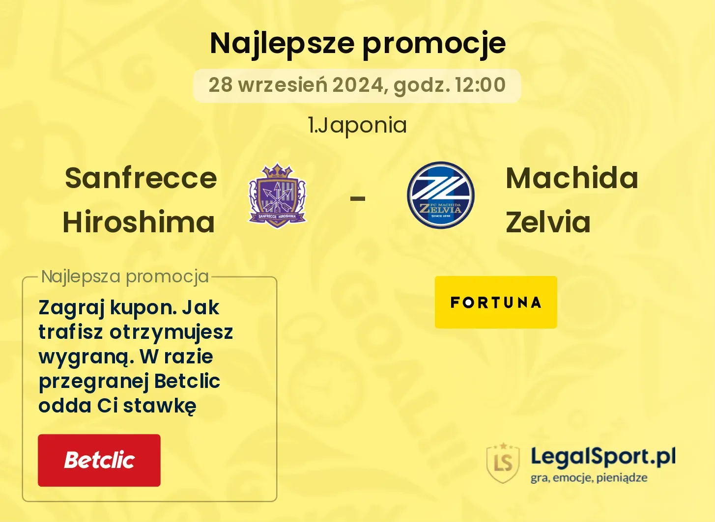 Sanfrecce Hiroshima - Machida Zelvia promocje bonusy na mecz