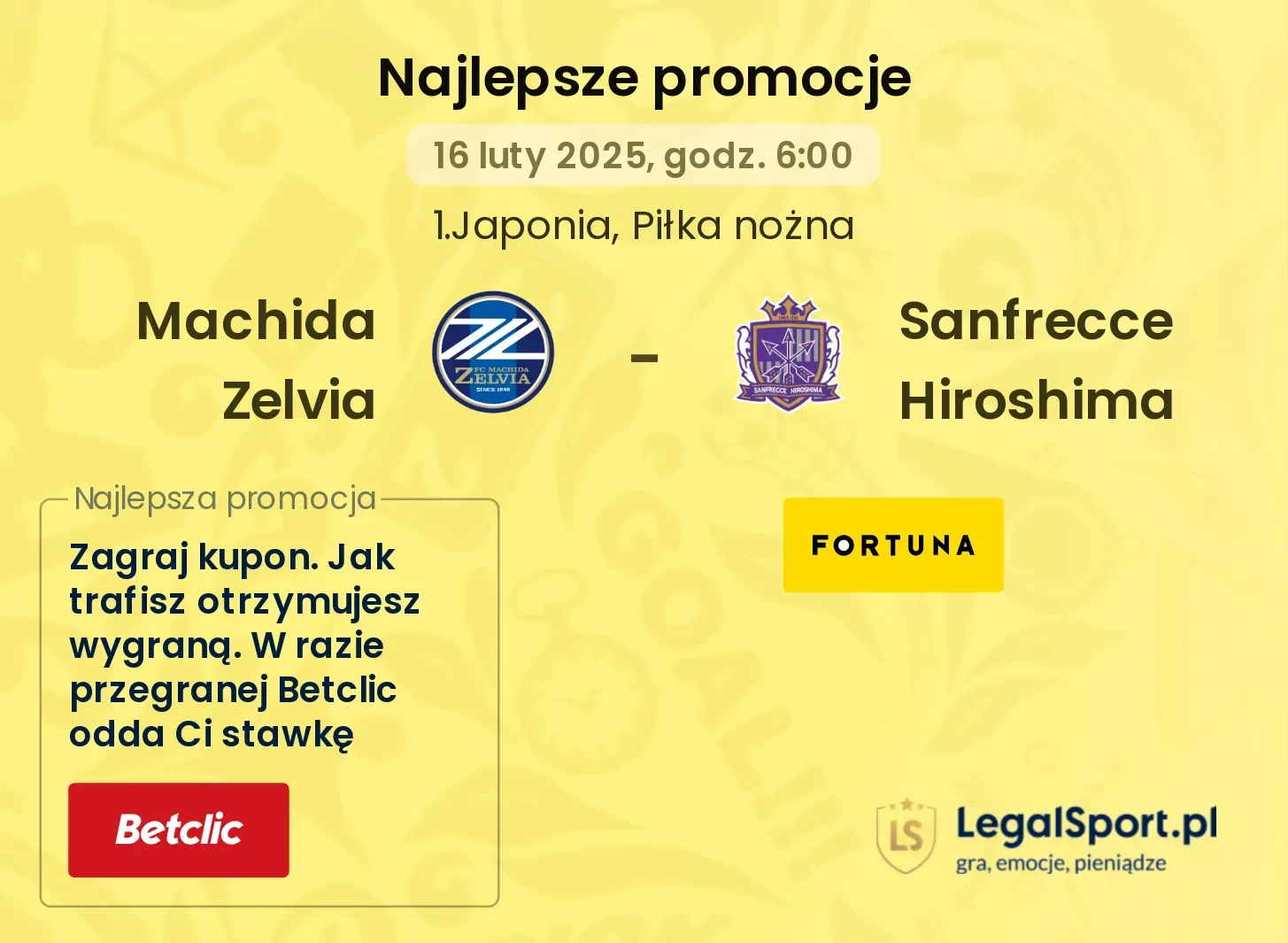 Sanfrecce Hiroshima - Machida Zelvia promocje u bukmacherów 28.09, 12:00