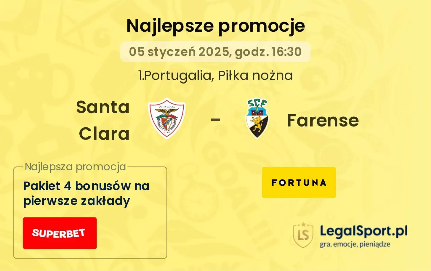 Santa Clara - Farense promocje bonusy na mecz