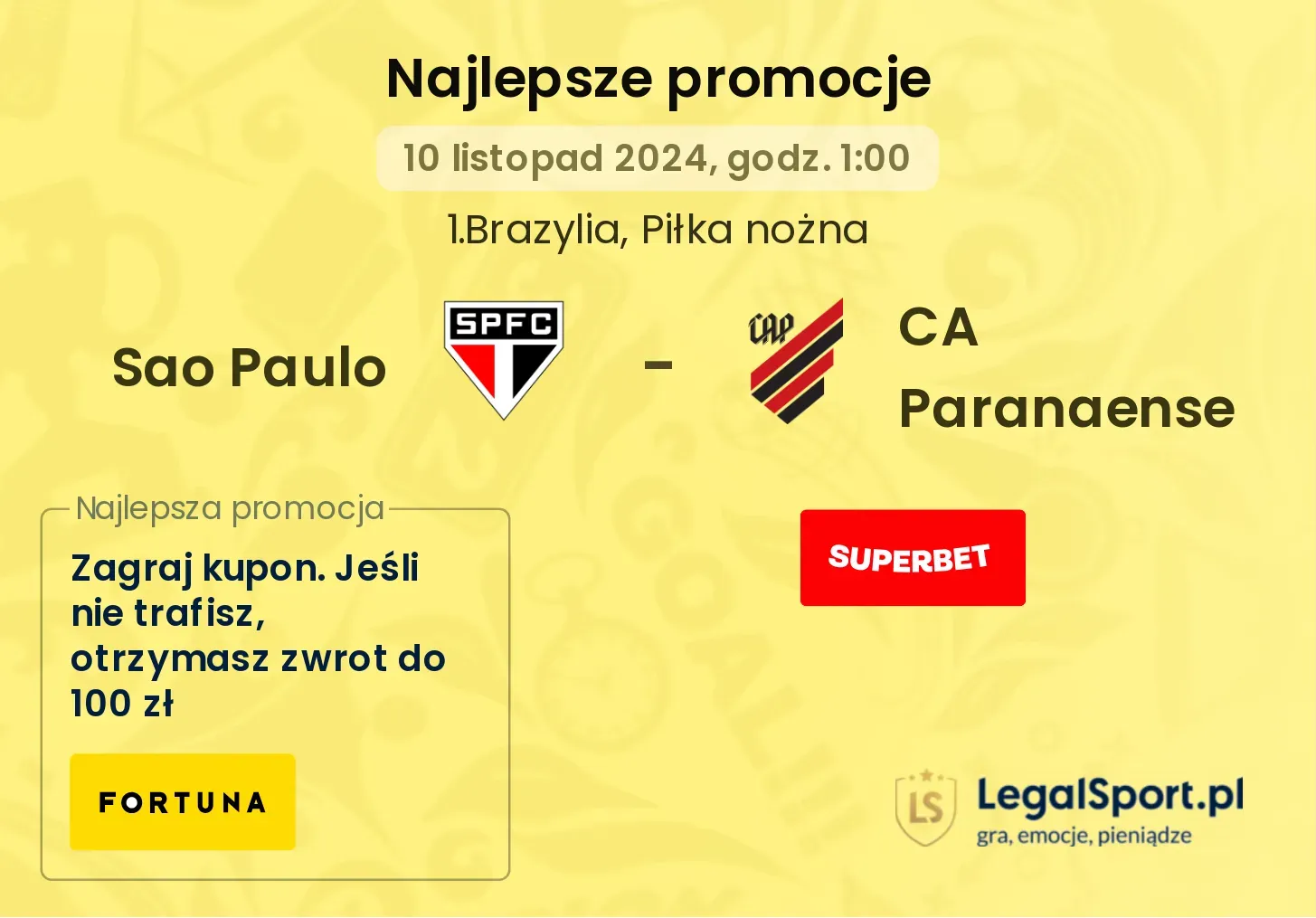 Sao Paulo - CA Paranaense promocje bonusy na mecz