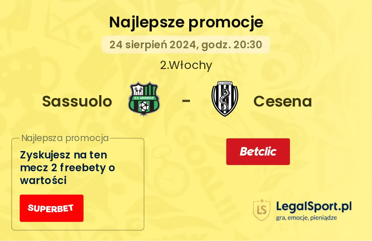 Sassuolo - Cesena promocje bonusy na mecz