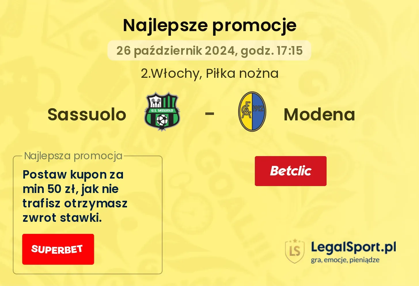 Sassuolo - Modena promocje bonusy na mecz