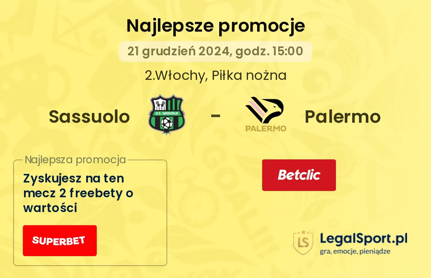 Sassuolo - Palermo promocje bonusy na mecz