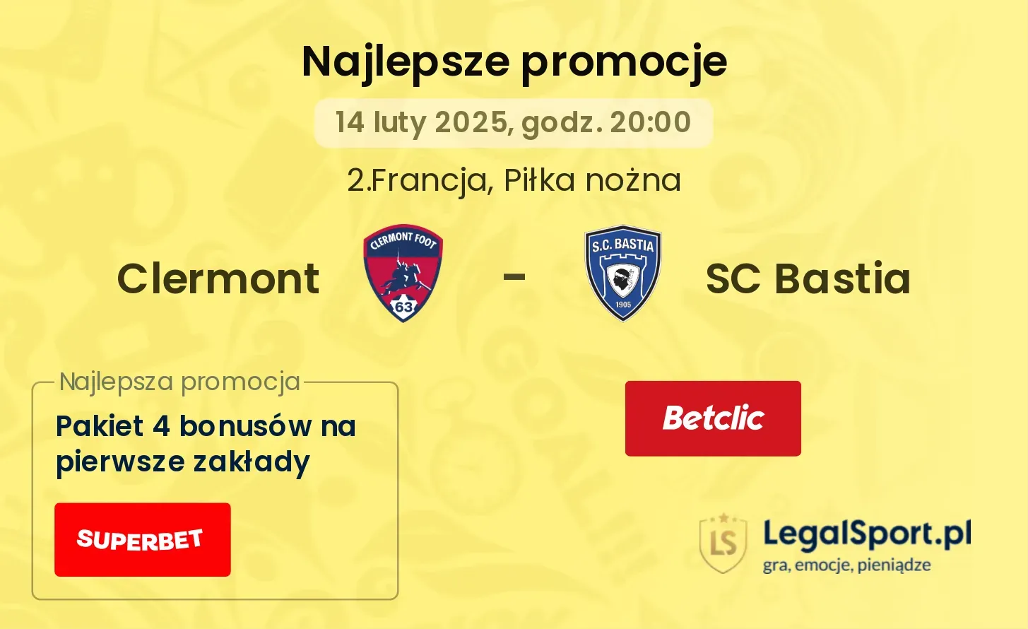 SC Bastia - Clermont promocje bukmacherskie 18.10, 20:00