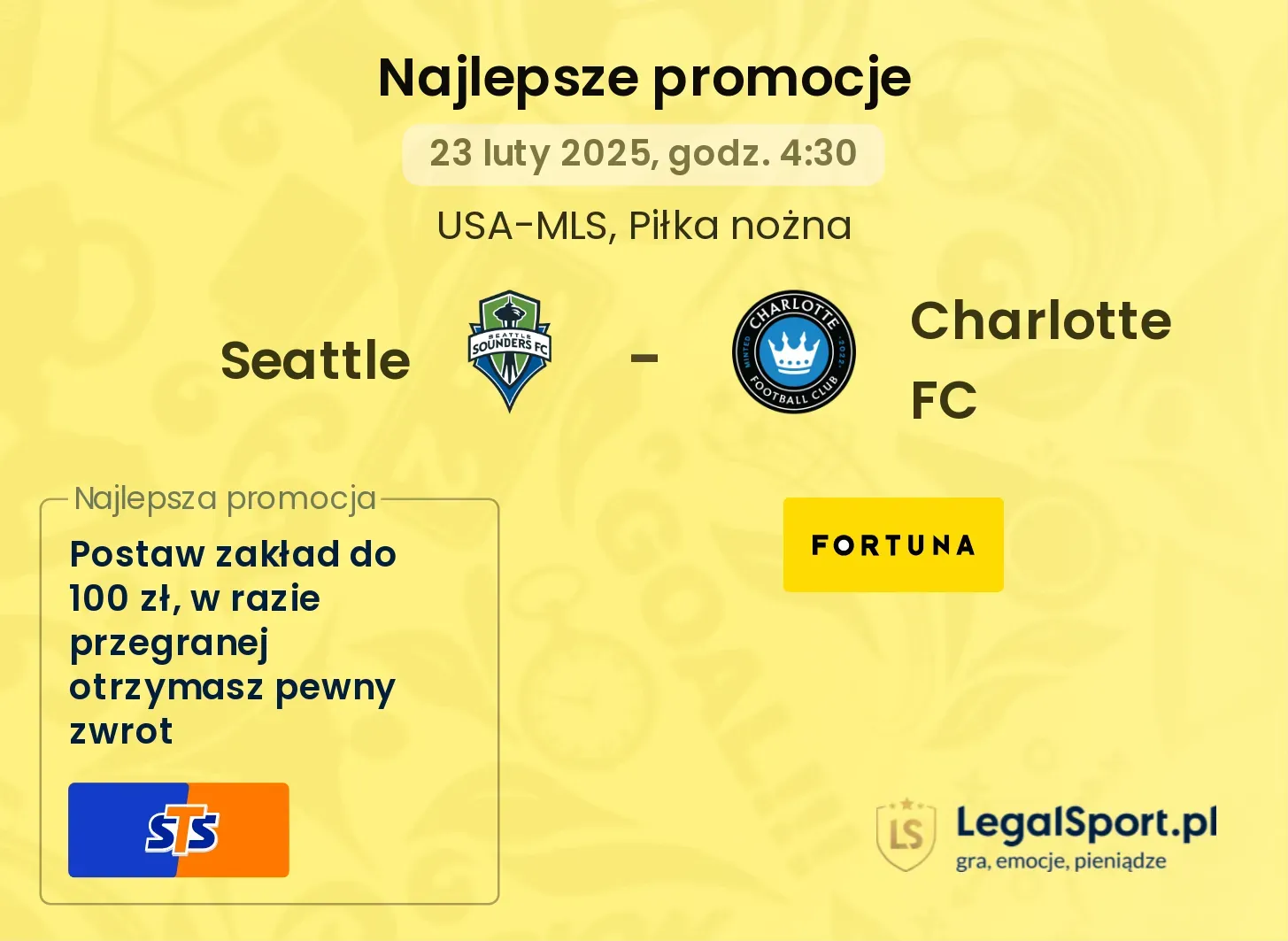 Seattle - Charlotte FC promocje bonusy na mecz