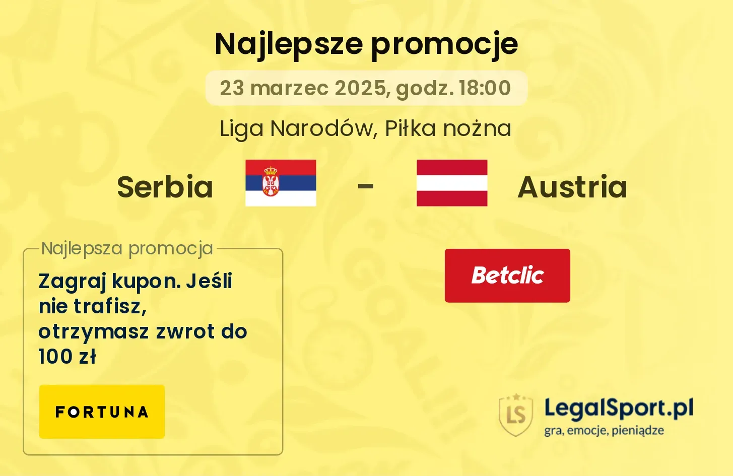 Serbia - Austria promocje bukmacherskie