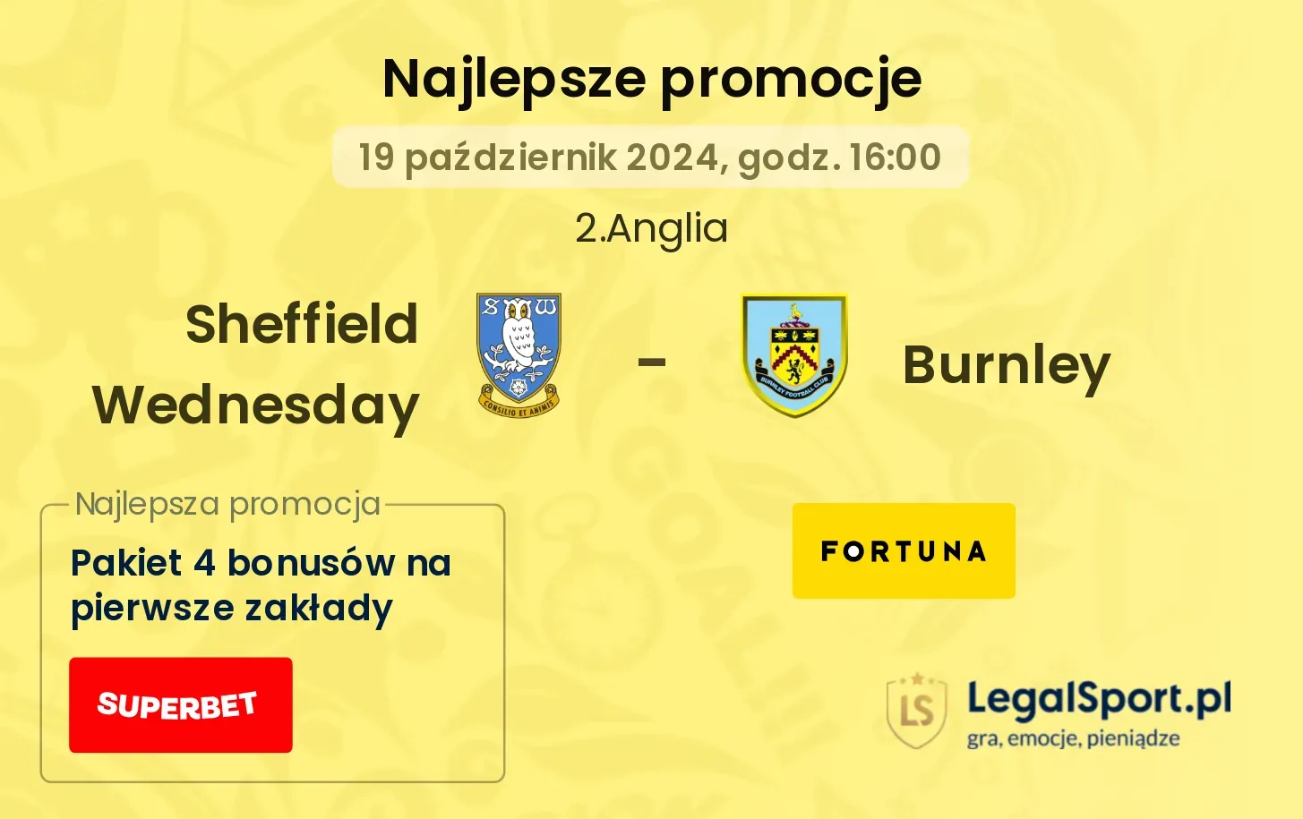 Sheffield Wednesday - Burnley promocje bonusy na mecz