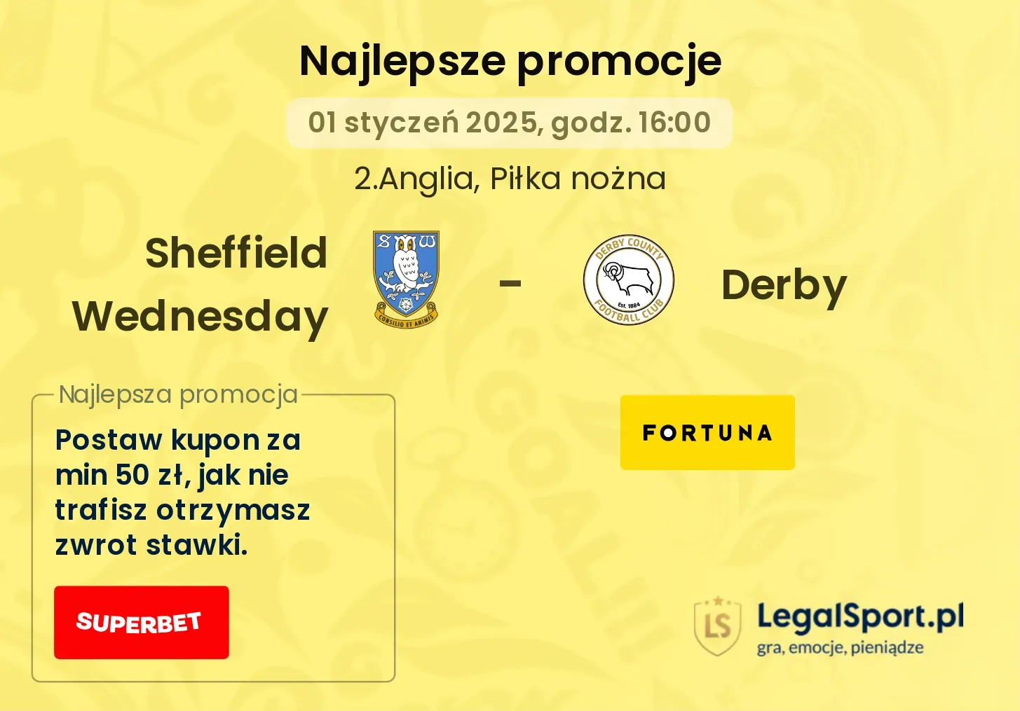 Sheffield Wednesday - Derby promocje bonusy na mecz