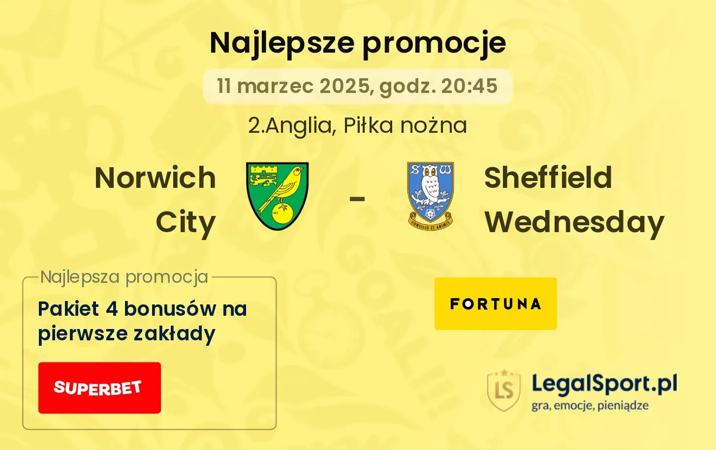 Norwich City - Sheffield Wednesday promocje u bukmacherów